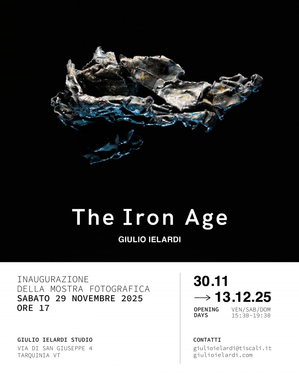 The Iron Age. Sabato 29 novembre a Tarquinia inaugura la mostra di Giulio Ielardi sull'economia circolare e in particolare sul recupero del ferro e gli altri minerali ferrosi (rame, alluminio ecc.). Il curatore &egrave; Francesco Zizola